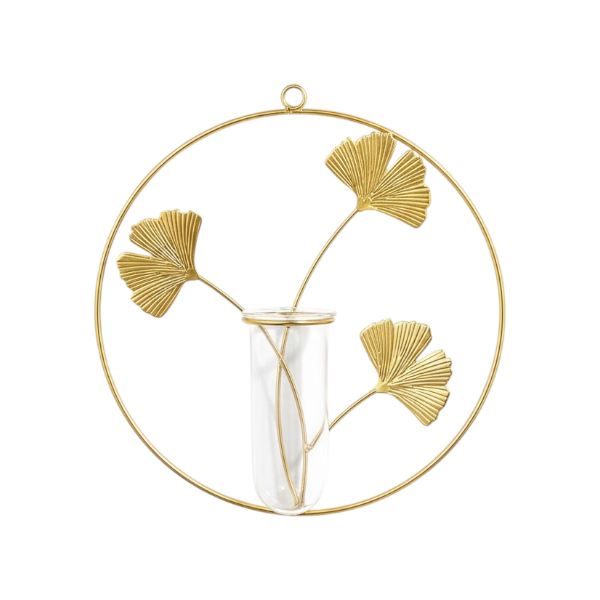 Round Leaf Hydroponic Wall Decoration - Gold