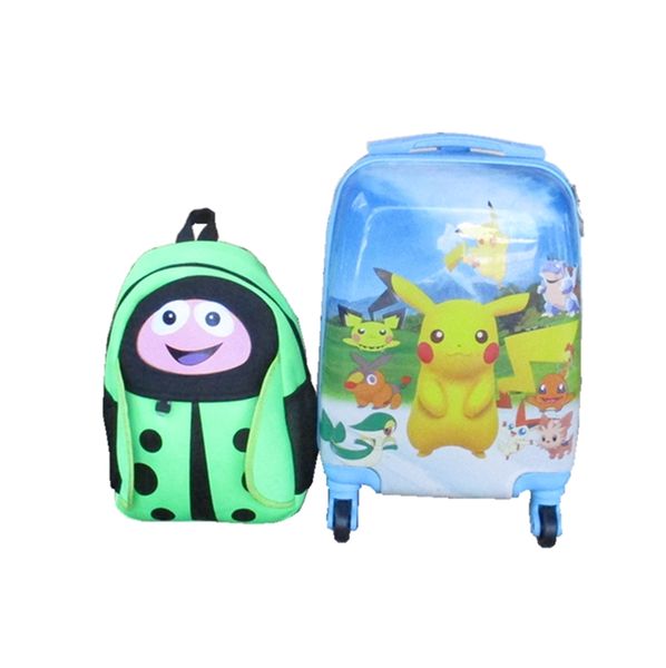 Pokémon Kids Suitcase &amp; Green Ladybug Backpack Set - Travel Combo