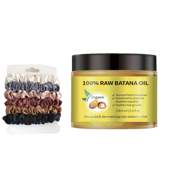 100% Raw Batana Oil With Silk Scrunchie Set