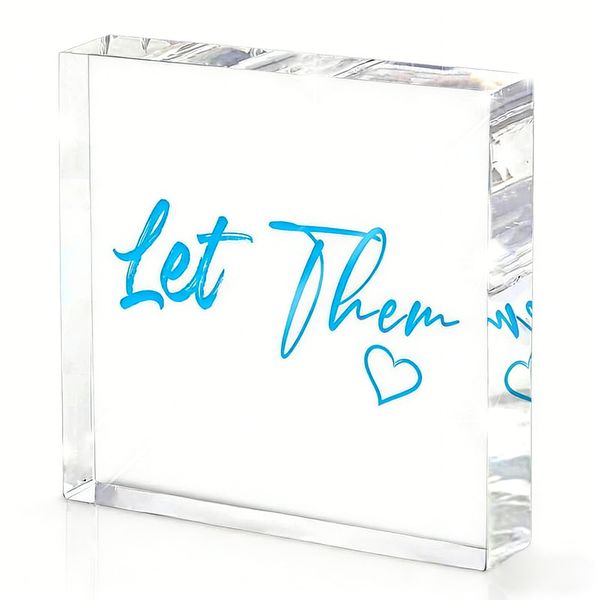Let Them Blue 4 Inch Acrylic Sign, Women's Office &amp; Work from Home Decor