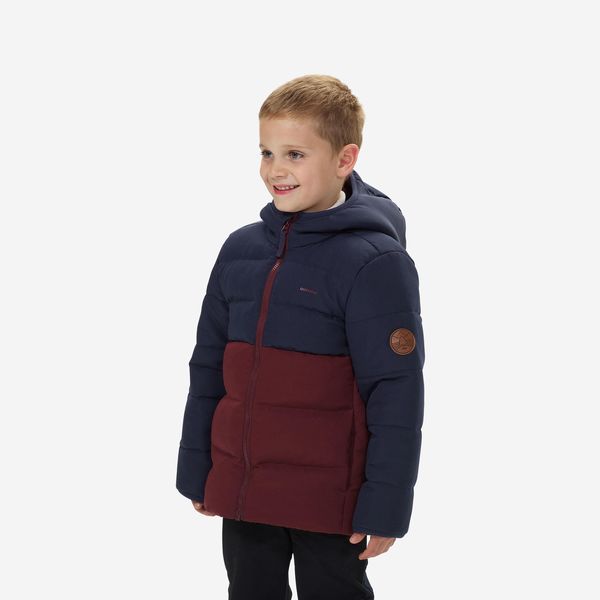 Quechua Kids Hiking Down Jacket - Burgundy &amp; Blue