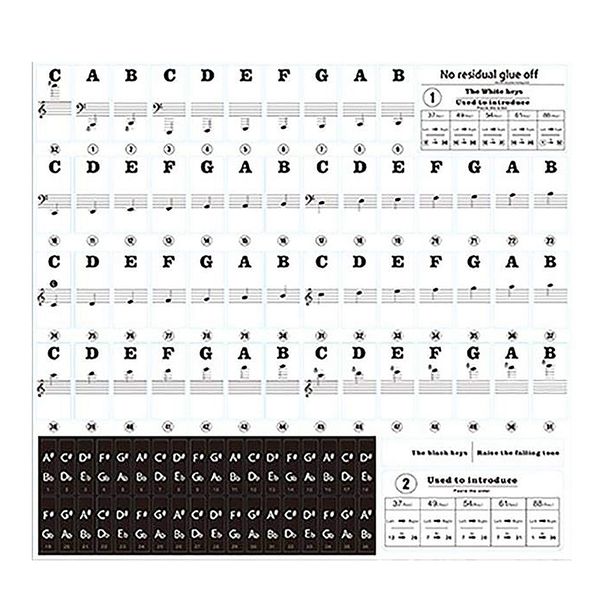 88 Keys 61 Keys 54 Keys Transparent Piano Keyboard Stickers
