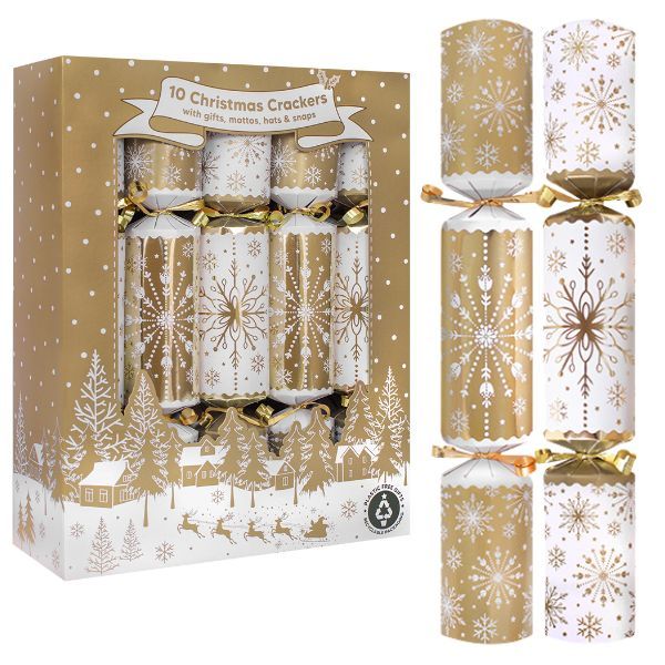 Christmas Crackers 10-Pack Elegant Gold - Festive table Decorations