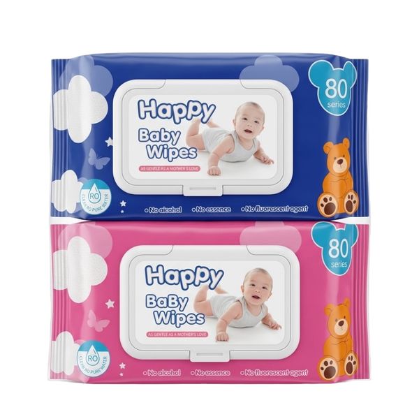 160 pieces Premium Happy Baby Wipes Gentle all over wipe no scent sensitive