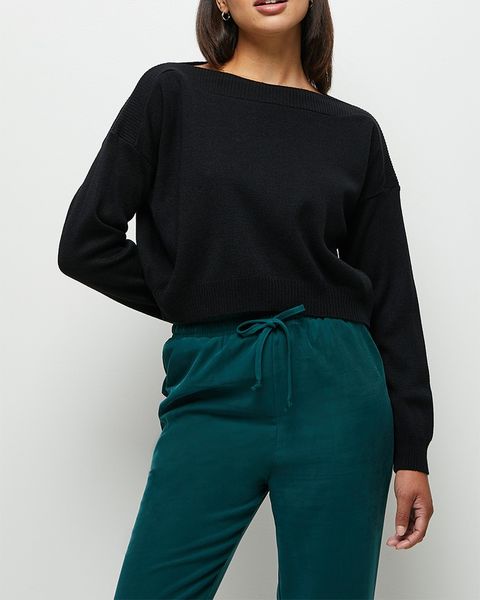 Women's Edit Basic Slashneck Jumper - Black