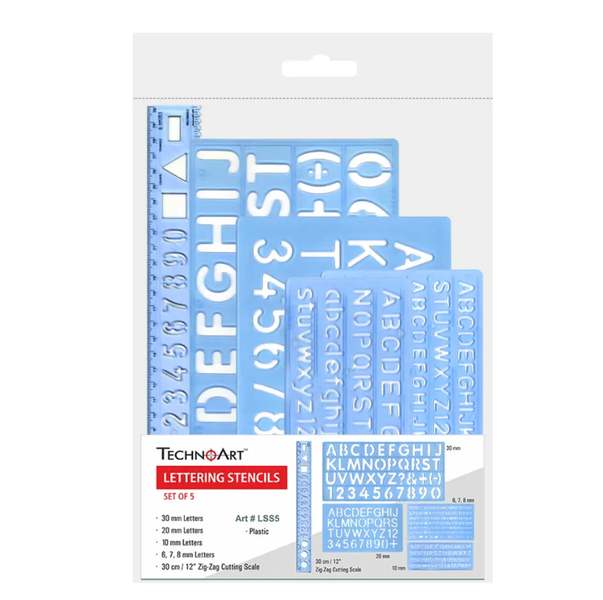 TechnoArt - Lettering Stencil Set Of 5