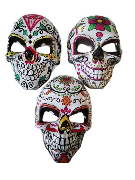 Sugar Skull Halloween Dress Up Masks - 3 Pack Assorted - Umlozi