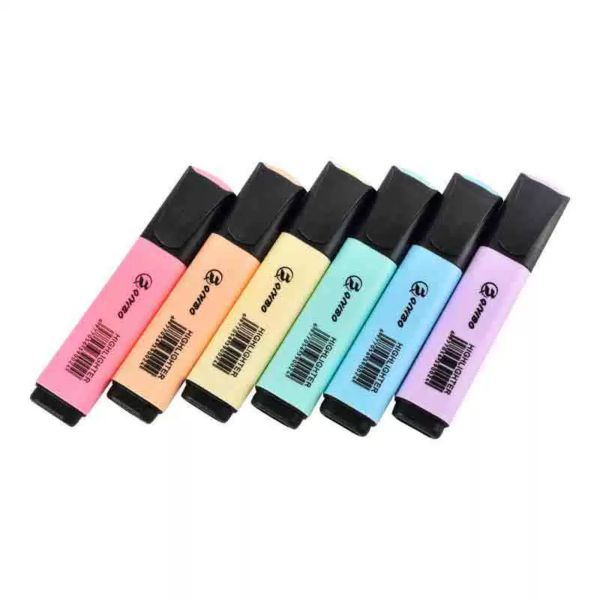 Eco-Friendly Highlighter Pens, 6 Assorted Colors with Chisel Tip Design