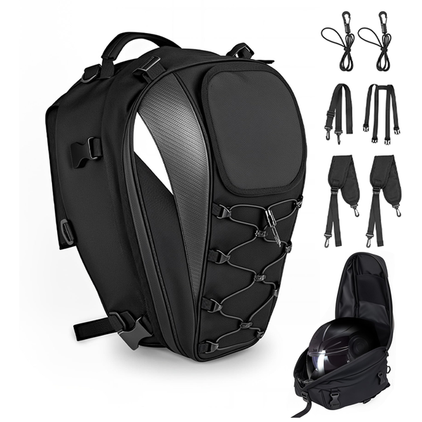 38L Motorbike Tail Bag Expandable Waterproof Backpack Helmet Storage