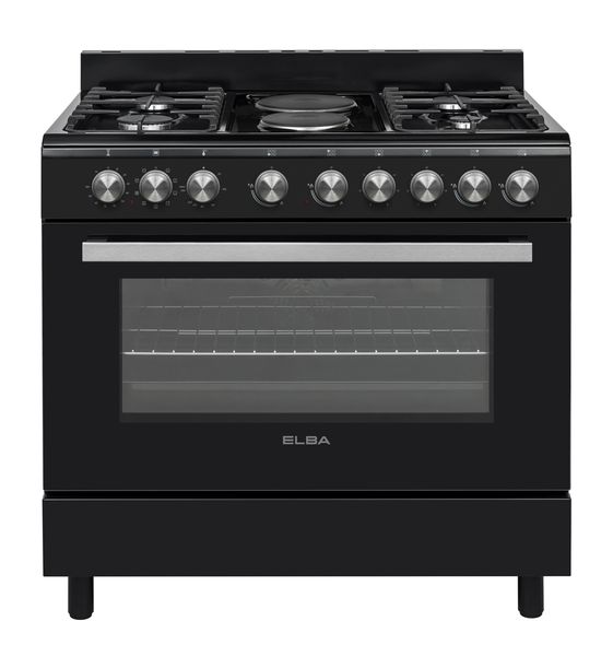 Elba Essential 04/96CL727B - 4 Burner Gas-2 Electric Plate Stove 90cm Black