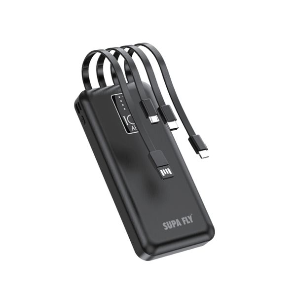 SUPA FLY 10,000mAh Power Bank with Lightning Type-C &amp; Micro USB Cables