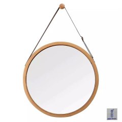 45cm Round Mirrors for Wall Decor, Round Wood Bathroom Bedroom Mirror