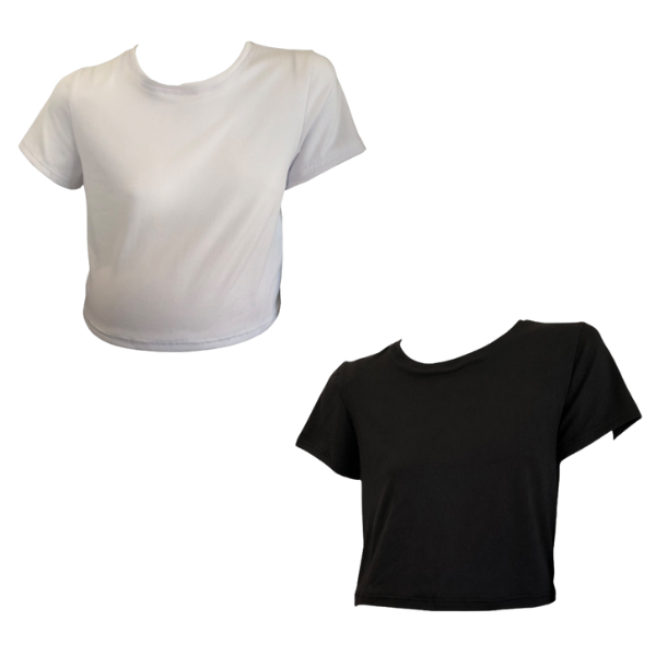 Maternity 2-Pack Short Sleeve Crop Tops Black &amp; White