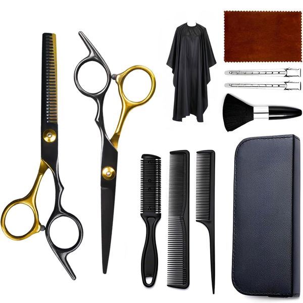 Bestby - 11PCS Hair Cutting Scissors &amp; Combs Set with Apron &amp; Storage Case