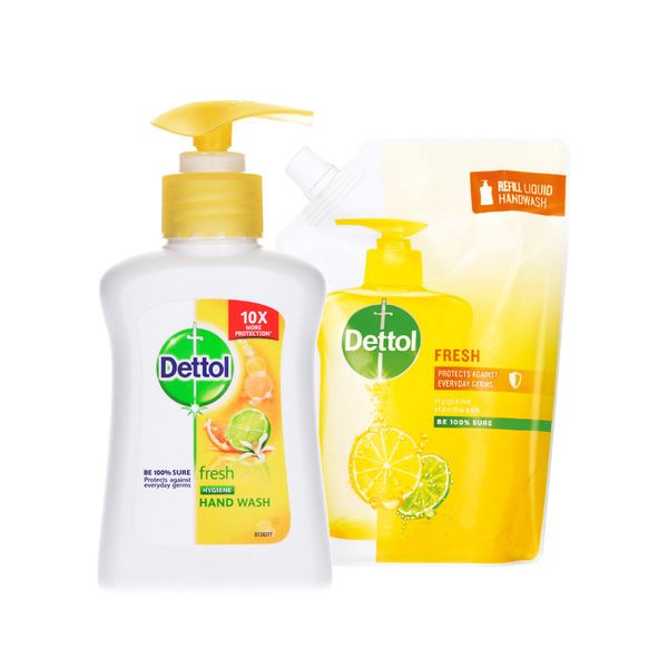 Dettol Liquid Hand Wash Pump 200ml &amp; Dettol Refill 500ml Fresh Bundle