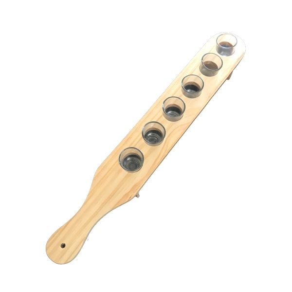 Shot Glasses &amp; Wooden Paddle Set - 7 Piece