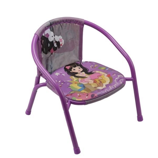 Purple Baby Plastic Chair with Backrest &amp; Cute Cartoon Design