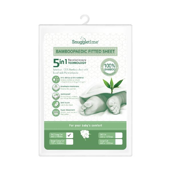 Snuggletime Bamboopaedic Healthex Fitted Sheet - Standard Camp Cot