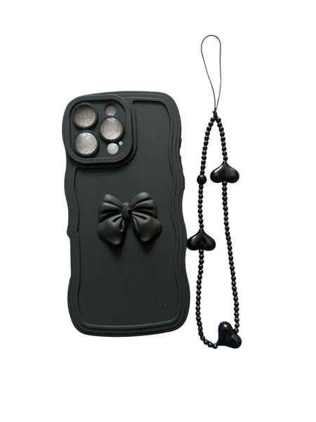 Black Back Phone Cover With Lanyard Compatible With iPhone 16 Pro Max