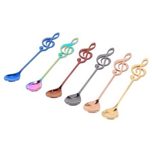 6-Pack Stainless Steel Staff Musical Notation Shaped Coffee Spoons