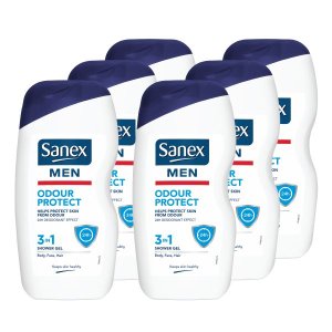Sanex Men Odour Protect Shower Gel - Body Wash - 6 x 500ml