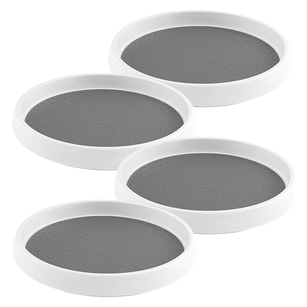 4 Pack 10 Inch Non-Skid Turntable for Cabinet 360 Degree Turntable Storage