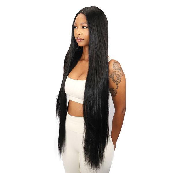 38In Long Silk Straight Synthetic Lace Part Wig Straight Hair Wig for Women