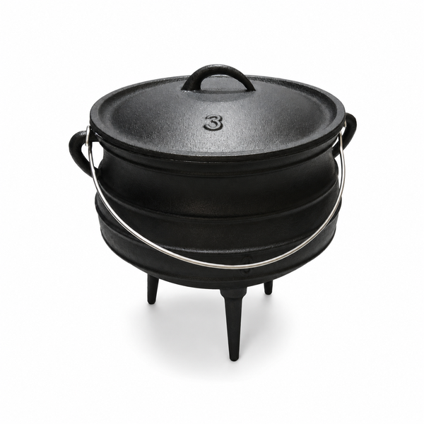 Cast Iron Potjie Pot No. 3 with Lid &amp; Legs - Heavy Duty Outdoor Cooking Pot