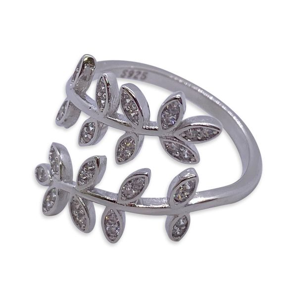 Leaf Inlaid Zircon Resizable Ring