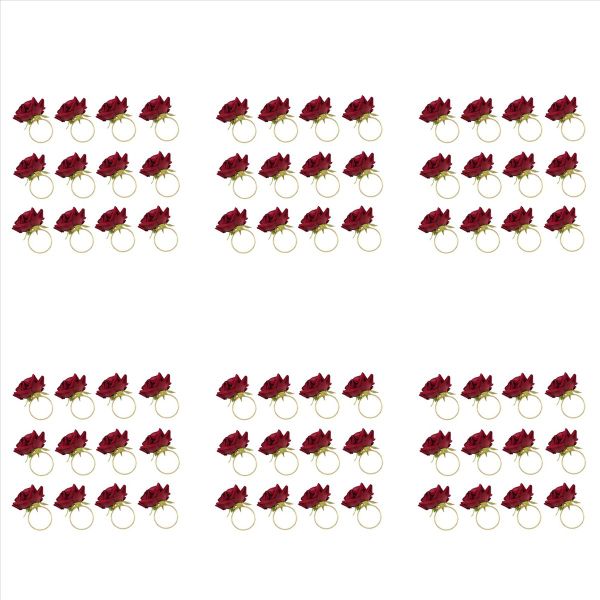 12Pcs Red Rose Shape Towel Buckle Napkin Ring Party Hotel Table Decor