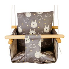 Toddler Swing Seat - Wooden Hanging Chair with Safety Harness