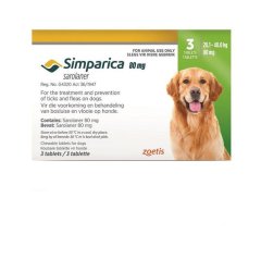 Simparica - ChewableTablets For Ticks+Flees For Dogs 20-40kg Green Box x 3