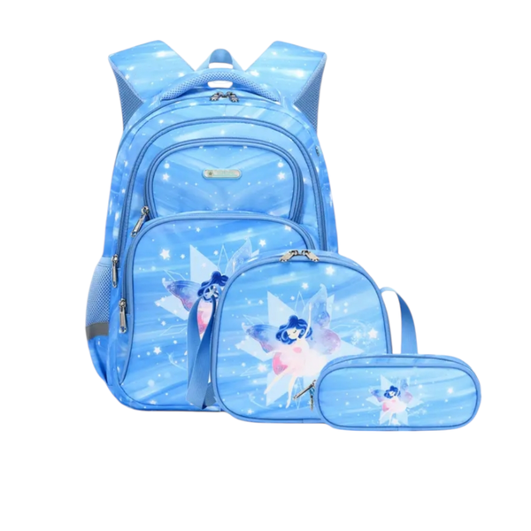 Fairy Backpack Ergonomic Design 3 Piece Set School Bag for Girls