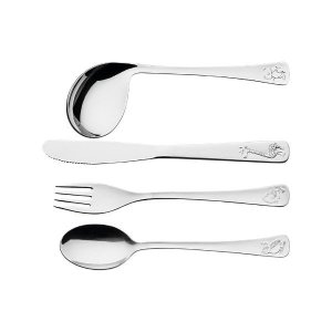 Tramontina 4pc Children's Flatware Set With Shiny Finish And Relief Drawing
