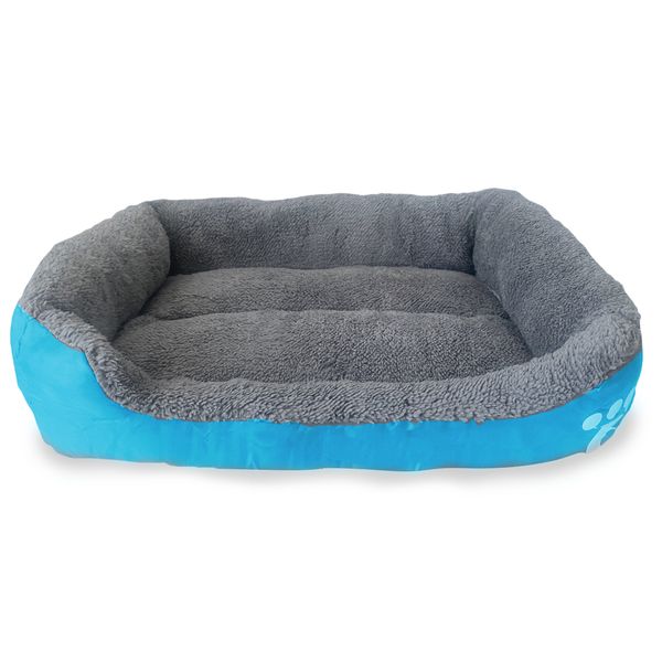Dog Bed - Faux Fur Washable Deluxe Cushion – Large - Blue