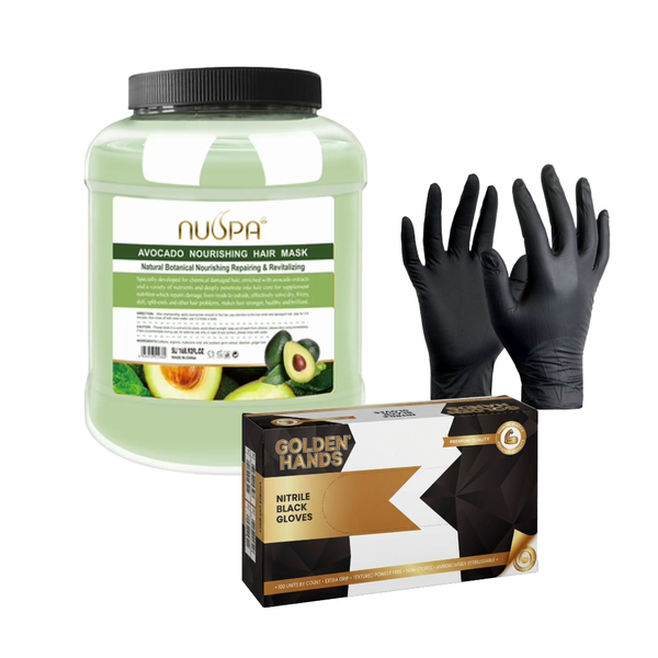 NUSPA Avocado Nourishing Hair Mask 5L &amp; 100 Black Nitrile Gloves (small)