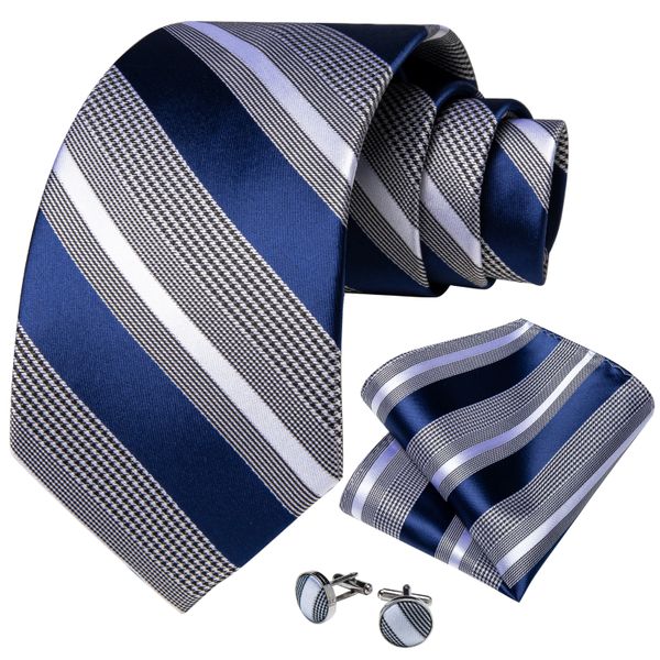 IPSTYLE Men Luxury Blue Striped Polyester Ties for Wedding Business Prom