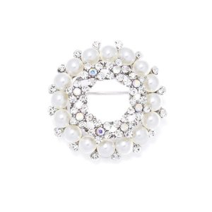 Lily &amp; Rose Pearl &amp; Crystal Circle Brooch