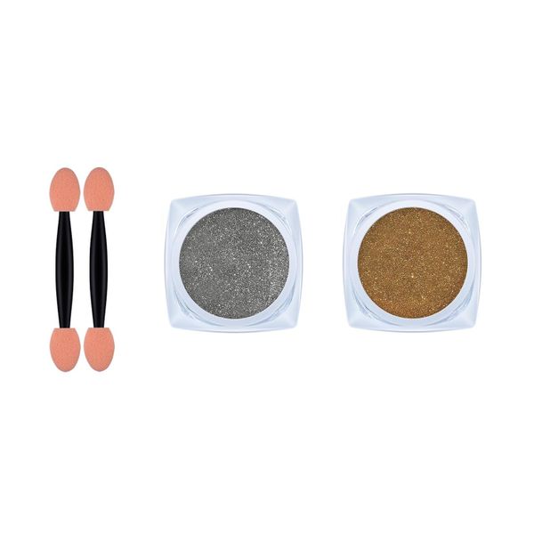 Nail Pearl Powder Silver and Gold, Aurora Powder Metallic Mirror Effect