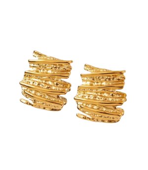 Gold 18K Stainless Steel Irregular Square Stud Earrings