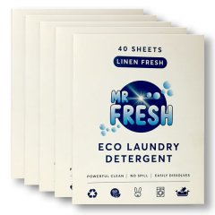 Mr Fresh Laundry Washing Machine Detergent Sheets - Linen Fresh (5 Pack)