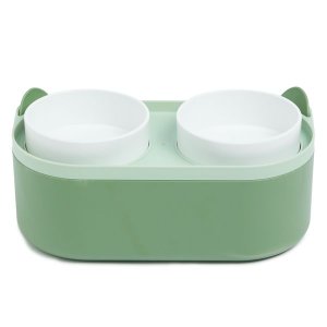 Wiggle Elevated Double Feeding Bowl - Green