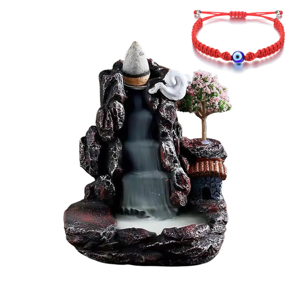 Backflow Incense Burner Waterfall Effect &amp; Evil Eye Bracelet Peace Bundle