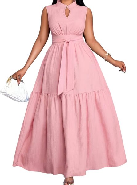 Plus Size Women's Pink A-Line Silhouette Maxi Dress Upto 5XL