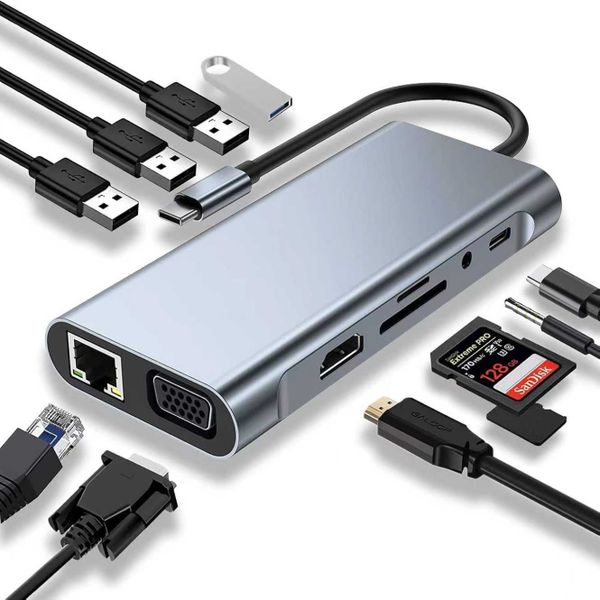 Apauls USB C Adapter 11 in 1 Dongle,Compatible Laptop Docking Stations
