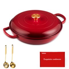 Topika - Enameled Cast Iron Casserole Pan with Lid, 3.8 Quart Braiser