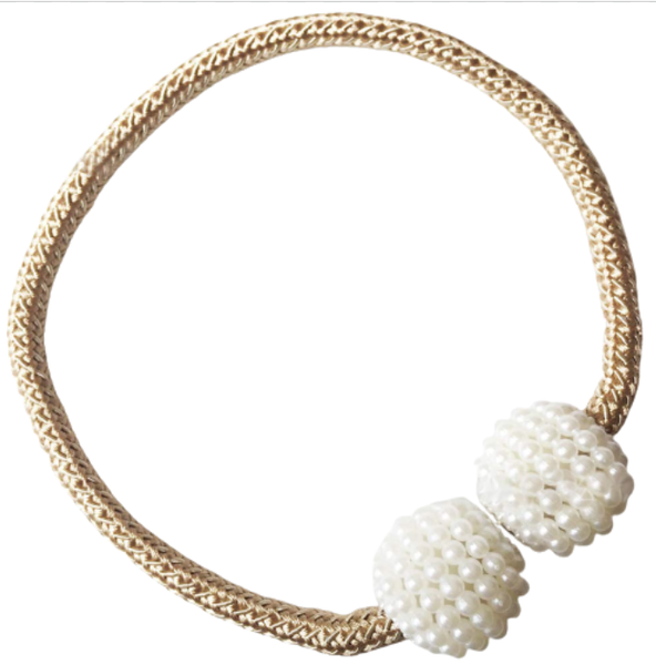 Magnetic Pearl Curtain Tieback - Light brown