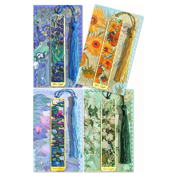 Oil Painting Metal Hollowed-Out Cultural And Creative Bookmark-4pcs