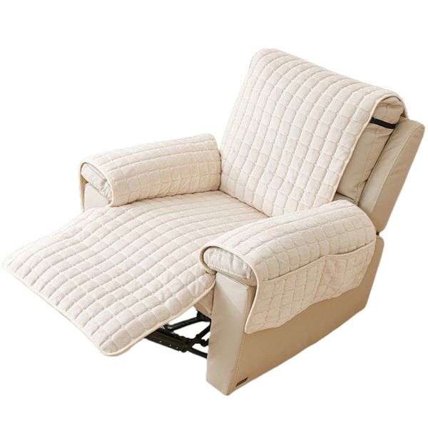 Quilted Stretch Recliner Cover with Storage Pockets Sofa Cover for Home