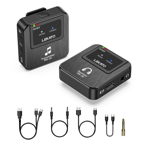 LEKATO Wireless in Ear Monitor System 2.4GHz Stereo Transmitter Receiver